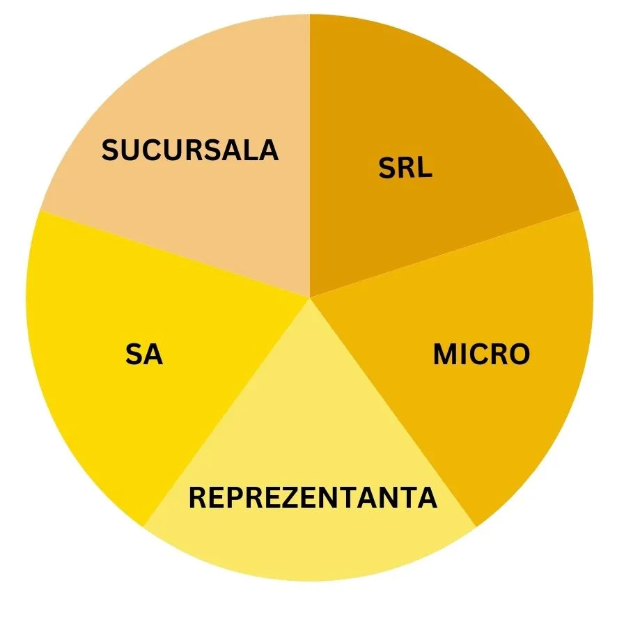 Pie chart cu toate entitatile juridice din romania